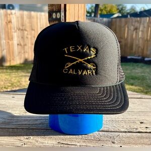 Embroidered Texas Calvary Black Trucker Style Rope‎ SnapBack Hat Vintage